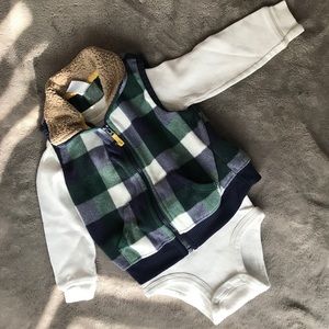 White Long Sleeve Onesie With Vest